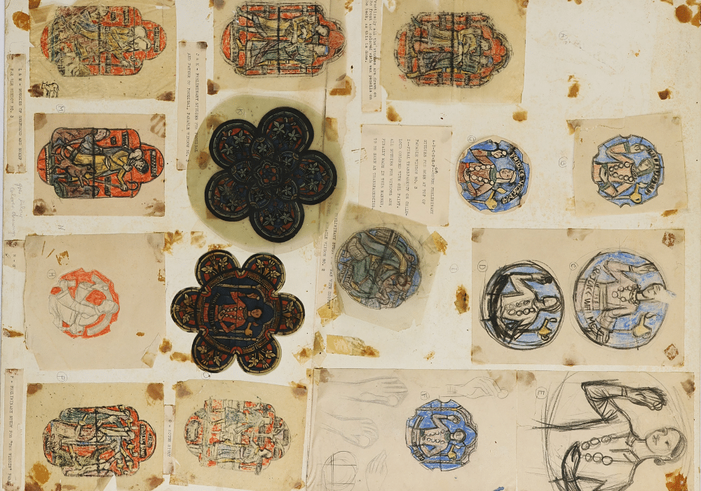 Stained glass sketch drawings